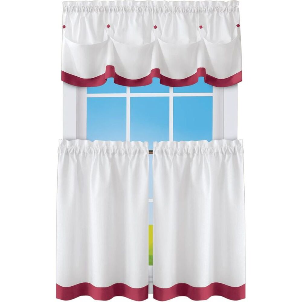 Collections Etc Lana Two-Toned Window Tier and Valance - Set of 2